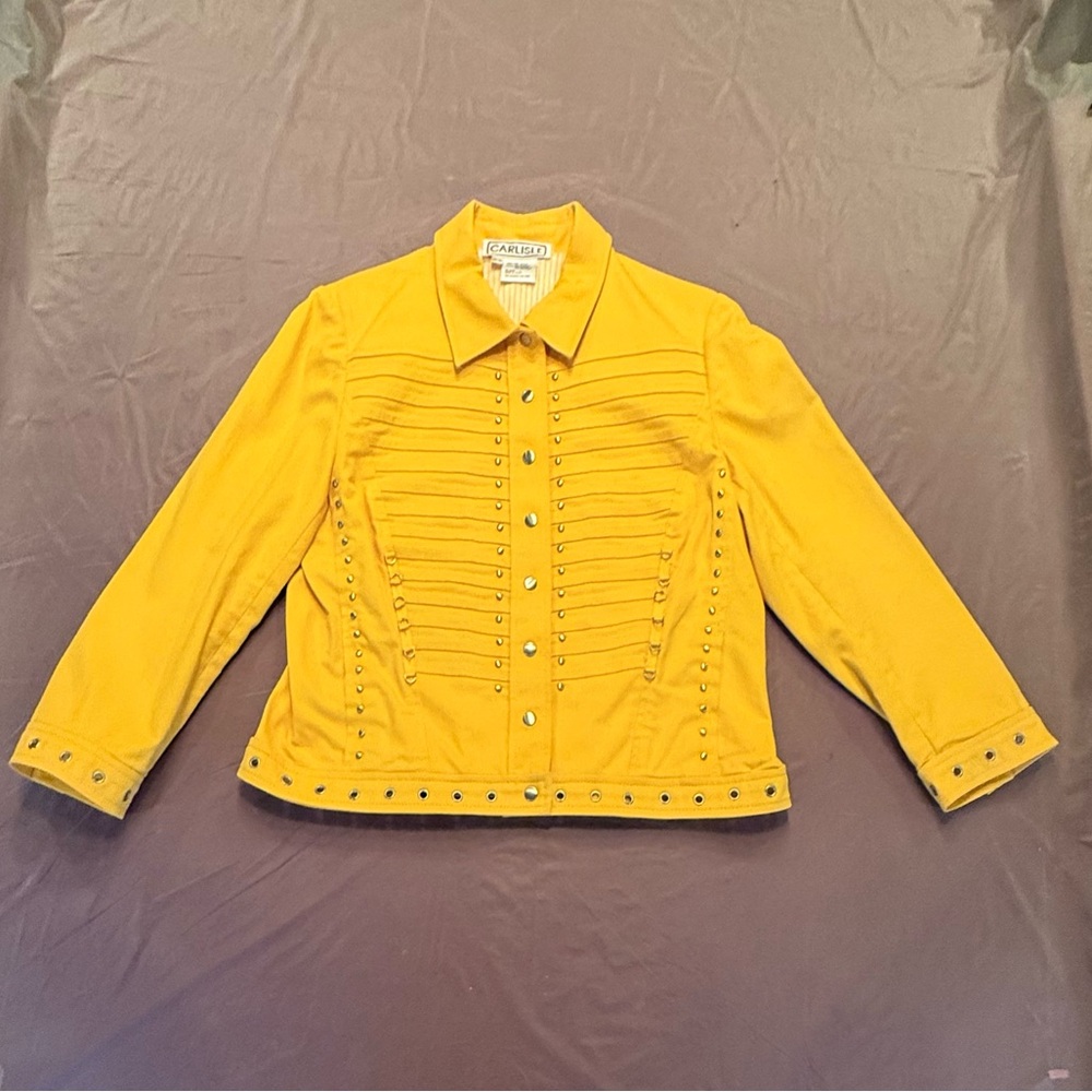 Carlisle Yellow/Silver Hardware Studded Button Front Jacket Size 12/Large $365 - Picture 9 of 12